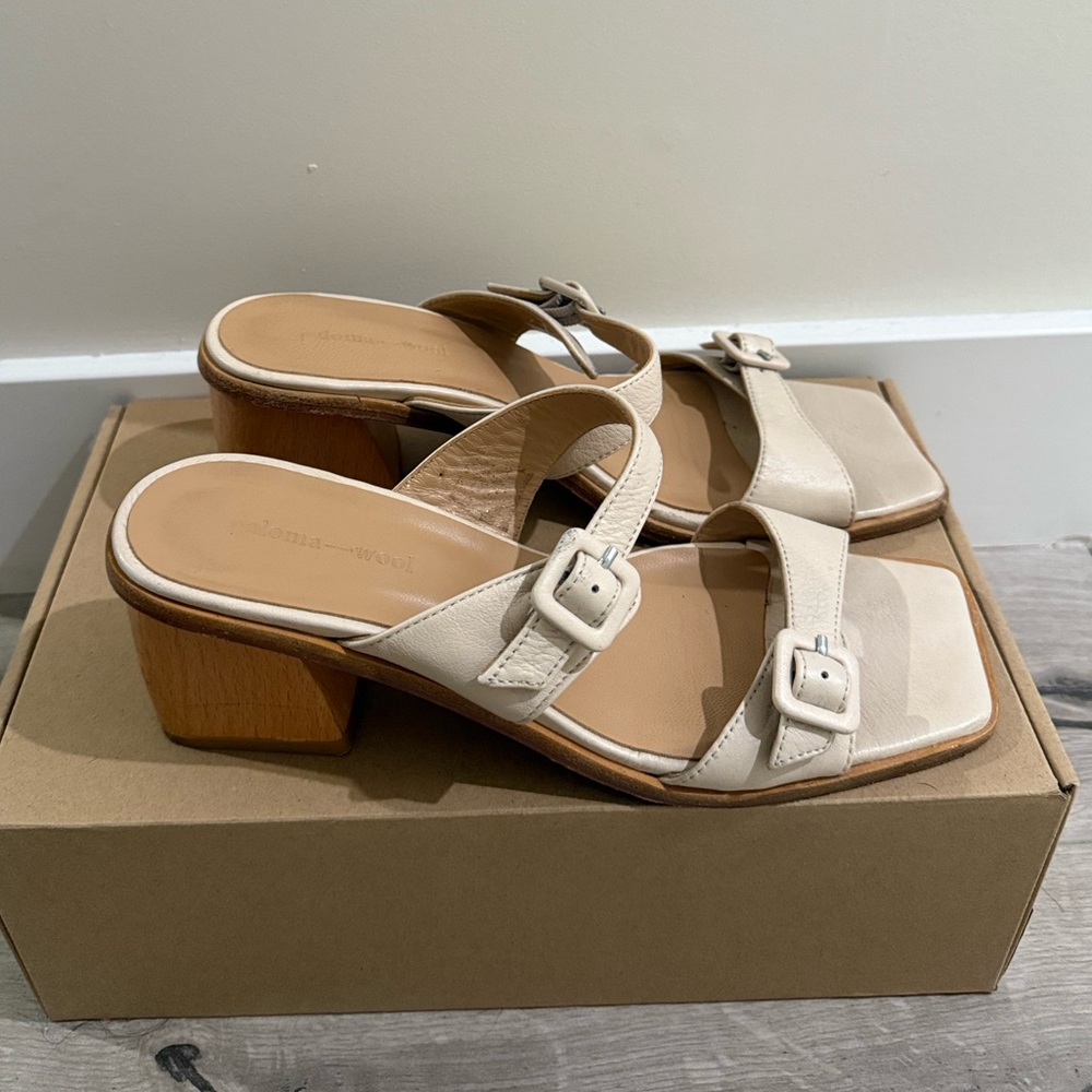 Paloma Wool Leather Buckle Heels